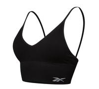 Reebok Seamless Ribbed Crop Top for Women | Light Support Seamless Bra Style Top, Non-Wired with Removable Pads | Black or White, Available in 4 Sizes