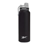 Reebok Stainless Steel Water Bottle With Athletic Design - Insulated Water Bottle 32 oz With Chug Lid - Double Wall Vacuum Insulated Sports Water Bottle, BPA Free (Black)