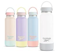 Reebok Stainless Steel Wide Mouth Water Bottle With Flex Cap For Outdoor - 32 oz - Double Wall Vacuum Insulated Sports Water Bottle With Silicone Sleeves, BPA Free (White)