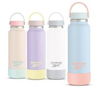 Reebok Stainless Steel Wide Mouth Water Bottle With Flex Cap For Outdoor - 32 oz - Double Wall Vacuum Insulated Sports Water Bottle With Silicone Sleeves, BPA Free (Blue)
