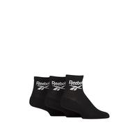 Reebok Unisex 'Core' Ankle Socks - Mens & Ladies, Cotton, Cushioned, Plain with Logo, 3 Pair Multipack UK Size Range 2.5-12.5 Black 2.5-3.5 UK