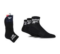 Reebok Unisex 'Core' Ankle Socks - Mens & Ladies, Cotton, Cushioned, Plain with Logo, 3 Pair Multipack UK Size Range 2.5-12.5 Black 4.5-6 UK