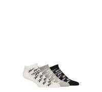 Reebok Unisex 'Essentials' Trainer Socks - Mens & Ladies, Patterned All Over Logo Print, Cotton, Cushioned, 3 Pair Multipack UK Size Range 2.5-10