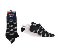 Reebok Unisex 'Essentials' Trainer Socks - Mens & Ladies, Patterned Logo Print, Cotton, with Arch Support, 3 Pair Multipack UK Size Range 2.5-10 Black/Grey/White 6.5-8 UK