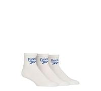 Reebok Unisex 'Foundation' Ankle Socks - Mens & Ladies, Cotton, Cushioned, Plain with Logo, 3 Pair Multipack UK Size Range 2.5-12.5 White 11-12.5 UK