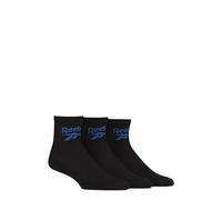 Reebok Unisex 'Foundation' Ankle Socks - Mens & Ladies, Cotton, Cushioned, Plain with Logo, 3 Pair Multipack UK Size Range 2.5-12.5 Black 11-12.5 UK