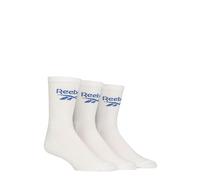 Reebok Unisex 'Foundation' Crew Socks - Mens & Ladies, Cotton, Cushioned, Ribbed, Plain with Logo, 3 Pair Multipack UK Size Range 2.5-12.5 White 4.5-6 UK