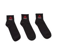 Reebok Unisex Pack of 3 D0850 Ankle Socks for Men and Women - Black - Size UK 9-11