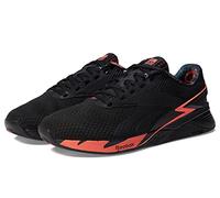 Reebok Unisex-Adult Nano X3 Sneaker, Black/Orange Flare/Pure Grey, 10 Women/8.5 Men