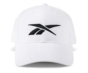 Reebok Unisex's [Ree] cycled Vector Baseball Cap-Medium Curved Brim with Breathable Design and Adjustable Snapback Closure, White, One Size