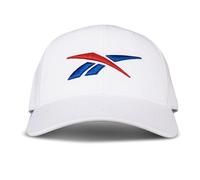 Reebok Vector Hat | Snapback | Adjustable | Everyday | Fitness | Sun Protection | Classic | Baseball Cap, White W/Red & Blue, One Size