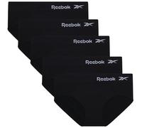 Reebok Women's 5-Pack Seamless Moisture-Wicking Nylon Spandex Hipster Underwear, Black, S
