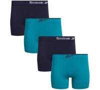 Reebok Women's Boy Shorts Underwear - 4 Pack Performance Mid Length Boyshort Panties - Seamless Underwear for Women (S-XL), Deep Lake/Evening Blue, XL