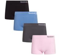Reebok Women's Boy Shorts Underwear - 4 Pack Ribbed and Cut Out Boyshorts Panties - Seamless Underwear for Women (S-XL), Pink/Grey/Light Blue/Black- Cut Out, M