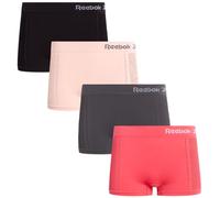 Reebok Women's Boy Shorts Underwear - 4 Pack Ribbed and Cut Out Boyshorts Panties - Seamless Underwear for Women (S-XL), Coral/Grey/Pink/Black- Cut Out, L