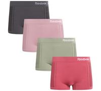 Reebok Women's Boy Shorts Underwear - 4 Pack Ribbed and Cut Out Boyshorts Panties - Seamless Underwear for Women (S-XL), Rose Wine/Sage Green/Light Mauve/Grey- Cut Out, M