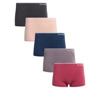 Reebok Women's Boy Shorts Underwear - 5 Pack Stretch Performance Boyshort Panties - Seamless Underwear for Women (S-XXL), Fox/Glove/Lotus Fig/Denim/Blackened Pearl, M