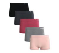 Reebok Women's Boy Shorts Underwear - 5 Pack Stretch Performance Boyshort Panties - Seamless Underwear for Women (S-XXL), Blackened Pearl/Lotus/Foxglove/Sharkskin/Black, XXL