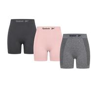 Reebok Womens Boyshorts 3 Pack Long Leg Performance Underwear for Women, Pink/Charcoal/Grey Melange, M