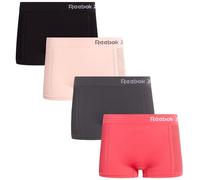 Reebok Womens Boyshorts - 4 Pack Breathable Stretch Ribbed and Cut-Out Mesh Boy Shorts Underwear for Women (Sizes: S-XL), Coral/Grey/Pink/Black- Cut Out, L