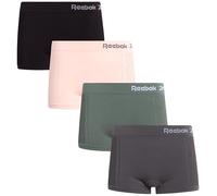 Reebok Women's Boy Shorts Underwear - 4 Pack Ribbed and Cut Out Boyshorts Panties - Seamless Underwear for Women (S-XL), Grey/Green/Pink/Black- Cut Out, L