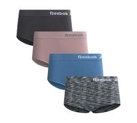 Reebok Womens Briefs Underwear - 4 Pack Seamless Stretch Performance High Cut or Boyshorts Panties for Women (Sizes: S-XL), Black Spacedye/Blue/Toadstool/Blackened Pearl, S