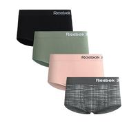 Reebok Womens Briefs Underwear - 4 Pack Seamless Stretch Performance High Cut or Boyshorts Panties for Women (Sizes: S-XL), Sharskin Jacquard/Lotus/Lilypad/Black, M