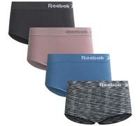 Reebok Womens Briefs Underwear - 4 Pack Seamless Stretch Performance High Cut or Boyshorts Panties for Women (Sizes: S-XL), Black Spacedye/Blue/Toadstool/Blackened Pearl, S