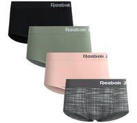 Reebok Womens Briefs Underwear - 4 Pack Seamless Stretch Performance High Cut or Boyshorts Panties for Women (Sizes: S-XL), Sharskin Jacquard/Lotus/Lilypad/Black, M