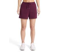 Reebok Womens Campus 4.5” Short, Standard Fit, Midweight Cotton-Poly Fabric, Black Cherry, L
