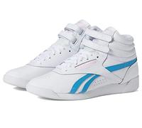 Reebok Women's Freestyle Hi High Top Sneaker, White/Pink Glow/Radiant Aqua, 8.5