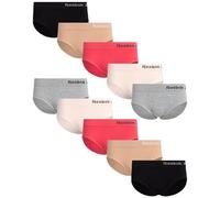 Reebok Women's Hipster Briefs - 10 Pack Breathable Stretch Performance Hipster Panties - Seamless Underwear for Women (S-XL), Grey/Pink/Black, M