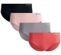 Reebok Women's Hipster Panties - 4 Pack Tag Free Stretch Performance Stay-Put Seamless Underwear for Women (Sizes: S-XL), Coral/Grey/Black/Lotus, M