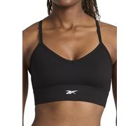 Reebok Women's Id Train Tri Back Bra, Slim Fit, Lightweight Stretch Poly Motion Interlock Fabric, Moisture-Wicking Sports, Opaque, Black, L