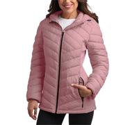 Reebok Women's Jacket - Lightweight Quilted Puffer Parka Coat with Flex Stretch Panels - Casual Jacket for Women (S-XL), Rose Pink, S