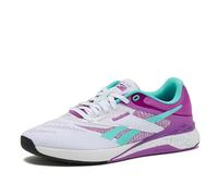 Reebok Women's Nano X5 Sneakers, Cross Training Gym Walking Shoes, Footwear White/Purple Rave/Ai Aqua, 7