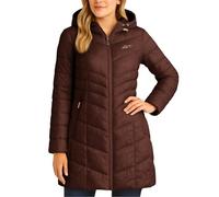 Reebok Womens Puffer Jacket - Long Quilted Hooded Winter Coat for Women - Lightweight Packable Outerwear Jackets for Women, Truffle, M