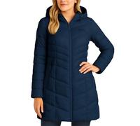 Reebok Womens Puffer Jacket - Long Quilted Hooded Winter Coat for Women - Lightweight Packable Outerwear Jackets for Women, Navy, L