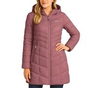 Reebok Womens Puffer Jacket - Long Quilted Hooded Winter Coat for Women - Lightweight Packable Outerwear Jackets for Women, Dark Dusty Rose, L