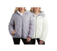 Reebok Women's Puffer Jacket - Quilted Puffer Reversible to Faux Fleece Jacket - Insulated Winter Jackets for Women (S-XL), Dove Grey, L