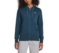 Reebok Women's Rhinestone Full-zip Hoodie, Standard Fit, Midweight Cotton-poly Fabric, Retro Teal, XL