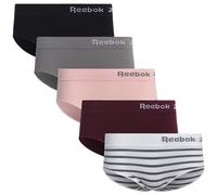 Reebok Womens Seamless Hipster Panties 5-Pack, Size Medium, Grey/Pink/Black