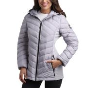 Reebok Women's Jacket - Lightweight Quilted Puffer Parka Coat with Flex Stretch Panels - Casual Jacket for Women (S-XL), Dove Grey, S