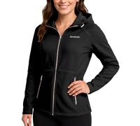 Reebok Womens Softshell Jacket - Super Soft Woven Wind Resistant Womens Fleece Jacket for Golf Running Gym Workout Hiking, Black Ink, S