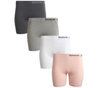 Reebok Women's Underwear - 4 Pack Plus Sized Long Leg Seamless Boyshort Panties (S-3X), Size Large, Lotus/Blackened Pearl/White/Light Grey Melange