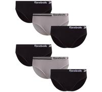 Reebok Women's Underwear - 6 Pack Microfiber Seamless Womens Bikini Panties - Breathable Underwear for Women (S-XL), Black/Sharkskin/Black, L