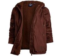 Reebok Womens Windbreaker Jacket - Water Wind Resistant Lightweight Insulated Zip Up Jackets for Women with Sherpa-Lined Hood, Cognac, M
