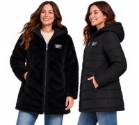 Reebok Womens Winter Jacket - Reversible Sherpa-Lined Puffer Faux Fur Hood