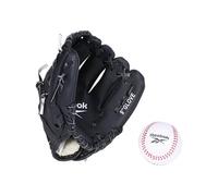 Reebok Youth Baseball Glove Sports Set for Kids, 9 Inch with Foam Ball, Training Glove for Beginners, Practice and Backyard Game, Unisex Adults, Black, S