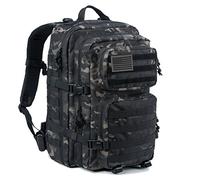 REEBOW GEAR Military Tactical Backpack for Men Large Army 3 Day Assault Pack Molle Bag Backpacks, Camo Black, Large-40L, Military Tactical